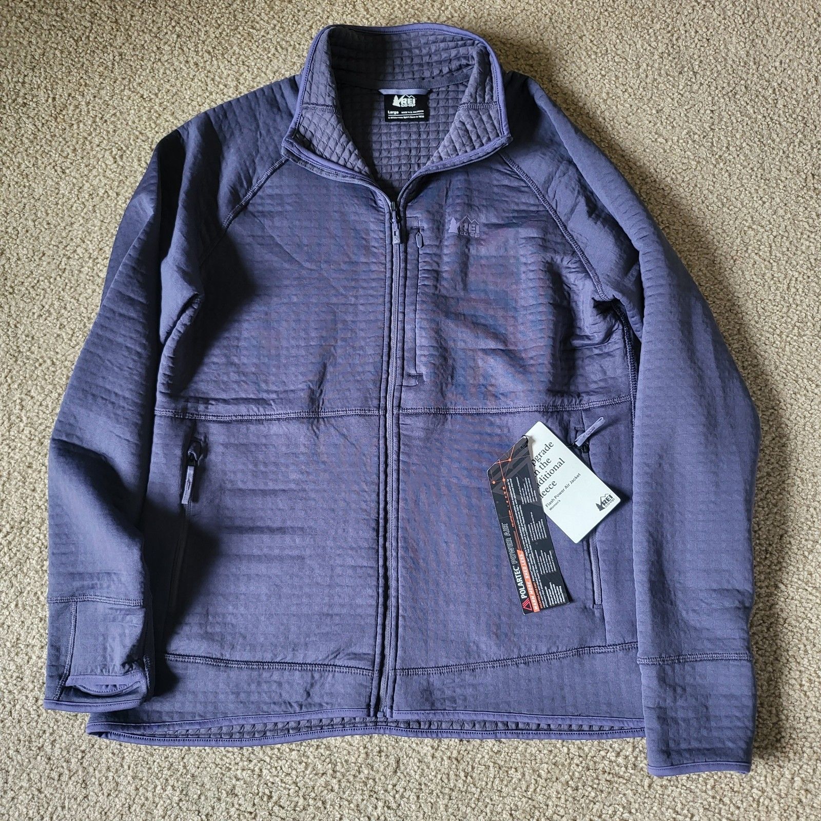 Rei Co-Op Polartec Grid Fleece Purple Jacket Women’s Large Full Zip Stretch